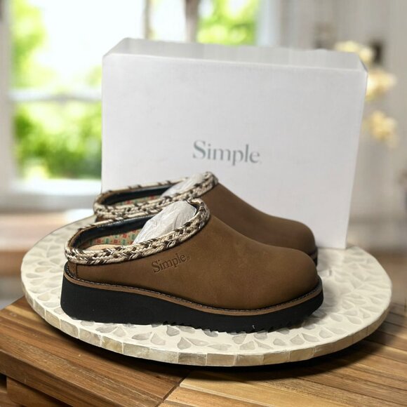 Simple $149 Leather Clog Mules Women’s 6 Brown Platform Slip-On Boho Comfortcore - Picture 4 of 14